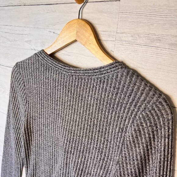 BP Top Womens Size Small Gray Nordstroms Button Down Waffle Knit V Neck Academia - Picture 14 of 15
